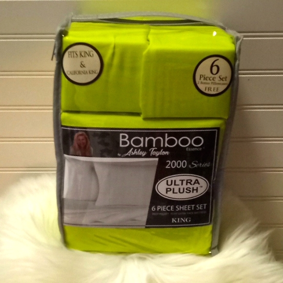 Bamboo Essence King Size  Lime Green-  6 Piece Sheet Set - Picture 2 of 10